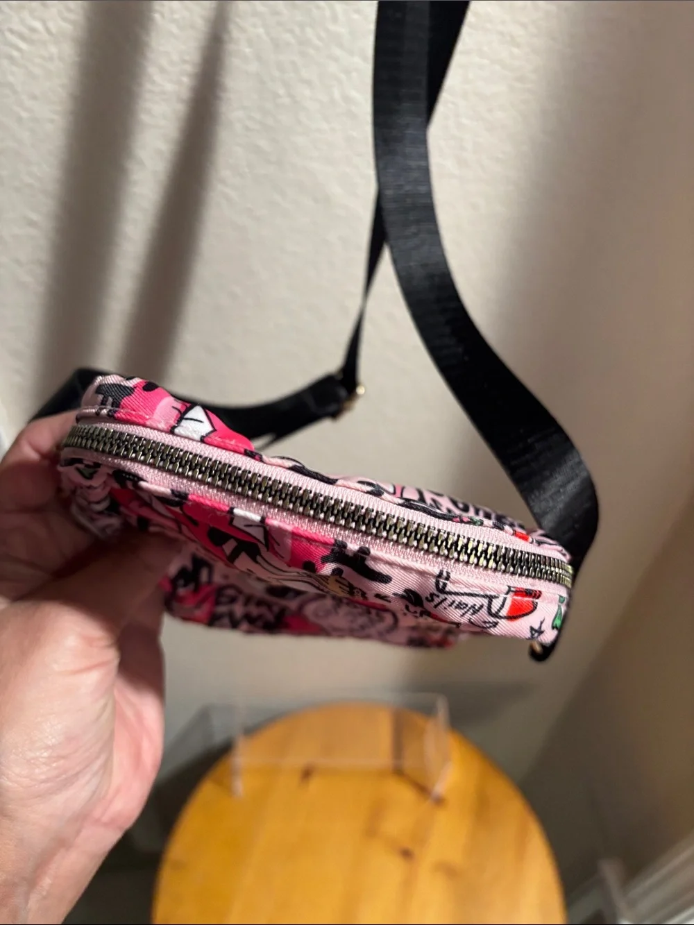 Girl Power Pink Graphic Print Crossbody Bag